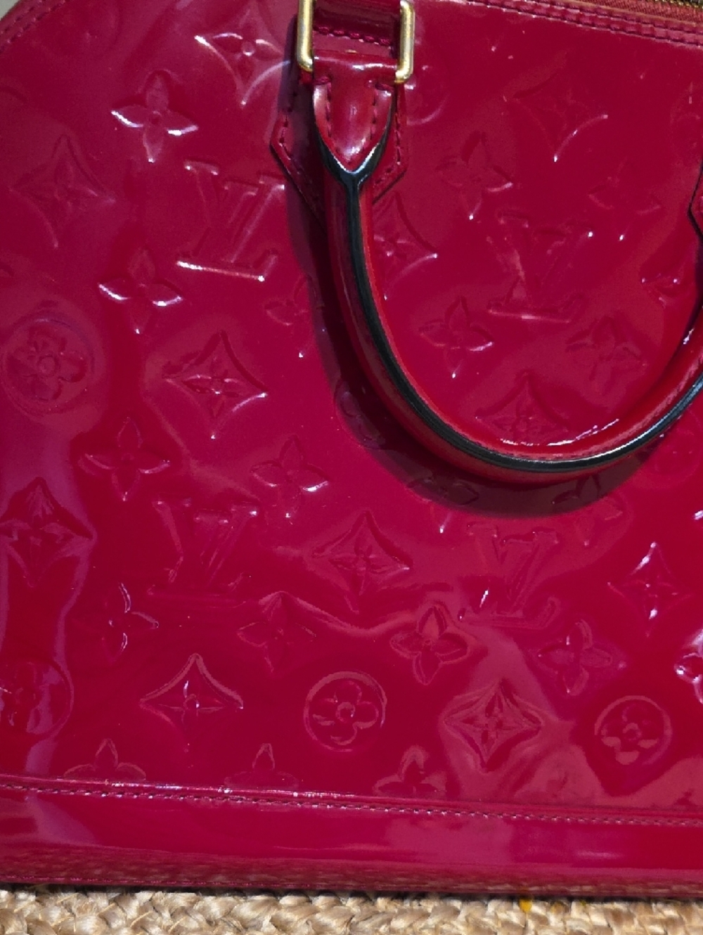Louis Vuitton Vernis Alma BB Satchel - Deep Cherry Red - Picture 3 of 10
